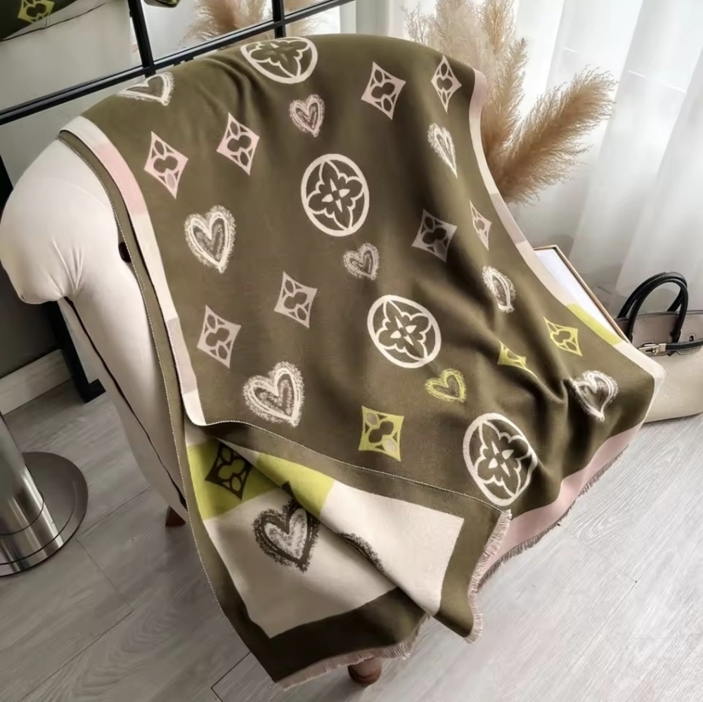 Cashmere Printed Scarf ▪︎ Olive/Tan
